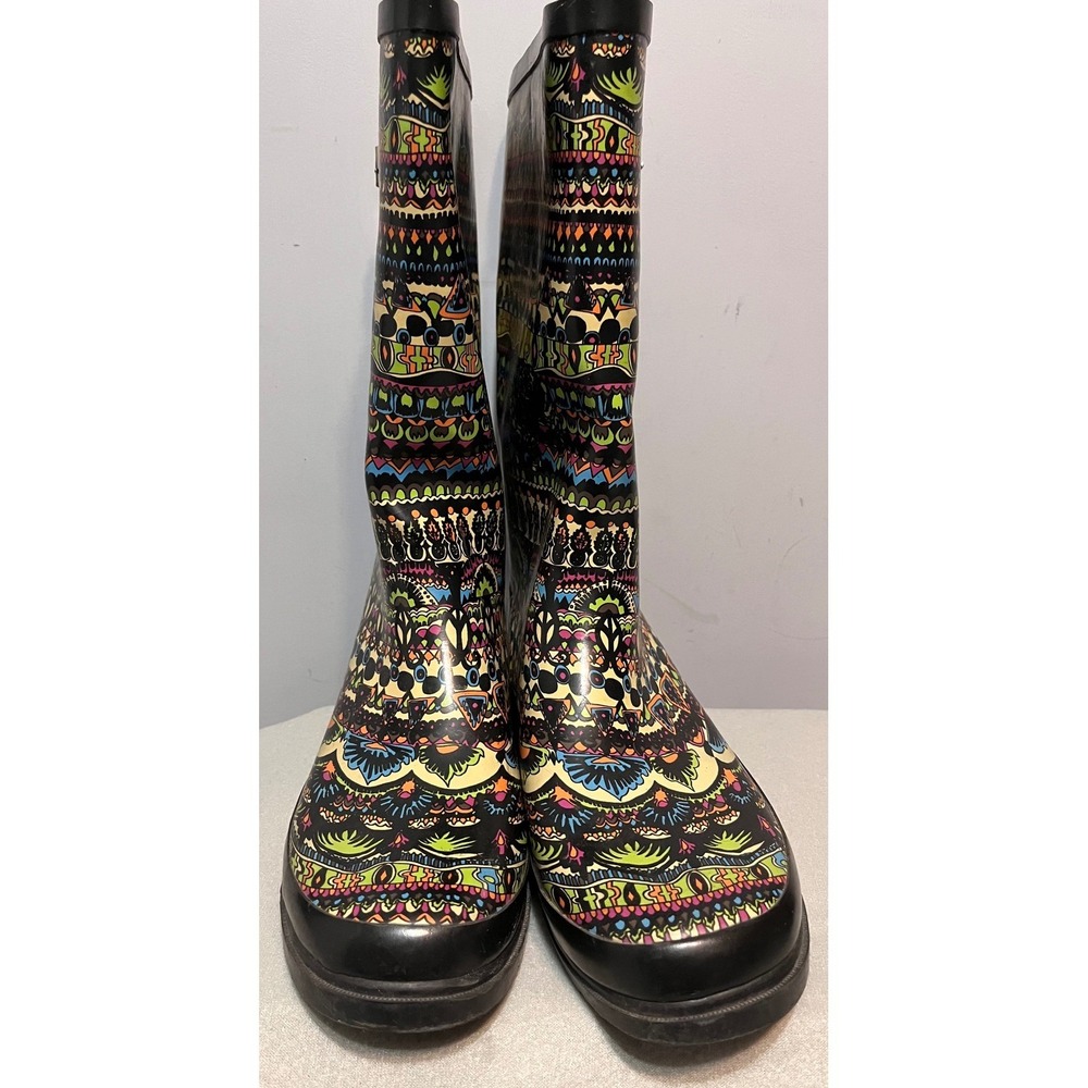Sakroots Womens Rhythm Rubber Rain/Snow Boots Multicolor Sz 10 Tribal Geometric - Picture 2 of 10